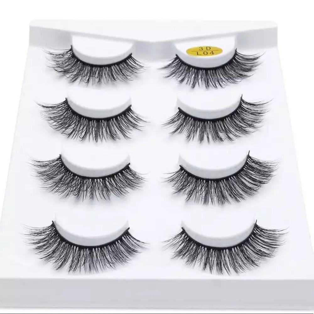 Four 3D Mink Handmade False Lash Set w/Applicator
